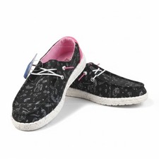 HEY DUDE Wendy Youth Girl Unicorn Black Shoes Y4 Kidcore Vacation Travel NWT