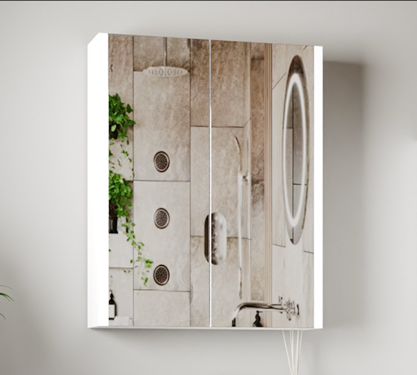Armoire de toilette Venus 60 cm miroir blanc en bois hydrofuge au design épuré