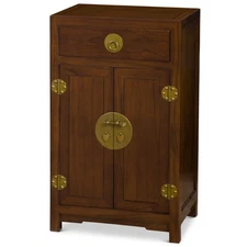 US SELLER - Slim Mahogany Elmwood Chinese Ming Cabinet