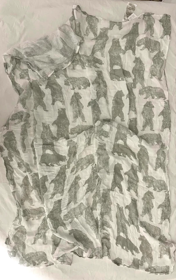 Aden Anais Gray Bear Baby Swaddle Blanket Bamboo White Label 49x49 Forest Soft - Image 3 of 4