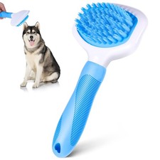 Silicone Dog Bath and Grooming Brush with Handle for Short and Long Hair Pet ...