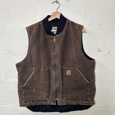 Vintage Faded Carhartt Quilted Artic Vest Dark Brown V02 DKB