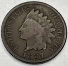 1887 Indian Head Cent Penny - Good Condition One Cent 1c US Coin - 0293