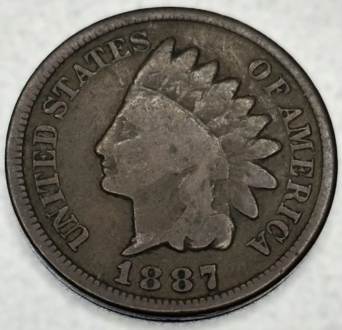 1887 Indian Head Cent Penny - Good Condition One Cent 1c US Coin - 0293