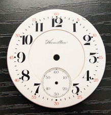 VINTAGE 16 SIZE HAMILTON POCKET WATCH PORCELAIN DIAL DOUBLE SUNK