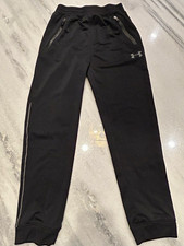 Under Armour Boy&rsquo;s Black Jogger Pants Size 7 Tapered Knit Drawstring