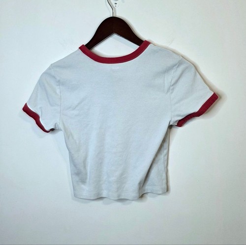 Levi's White Red Trim Baby Tee Size Medium - Picture 4 of 8