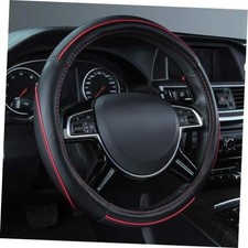 Colour Piping Leather Steering Wheel Cover,Perfectly fit for Black and Red