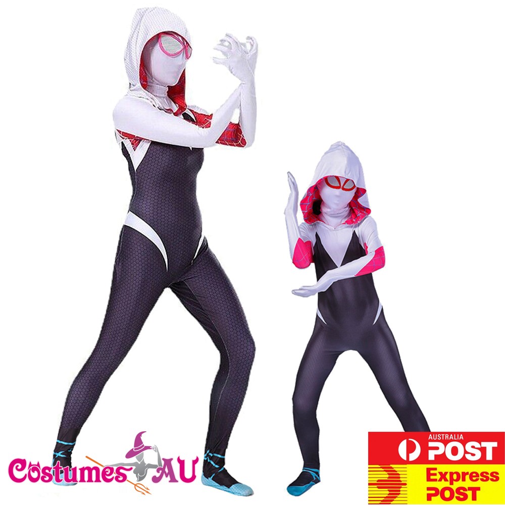 Girls Ghost Spider Costume Gwen Stacey Spiderman Superhero Kids