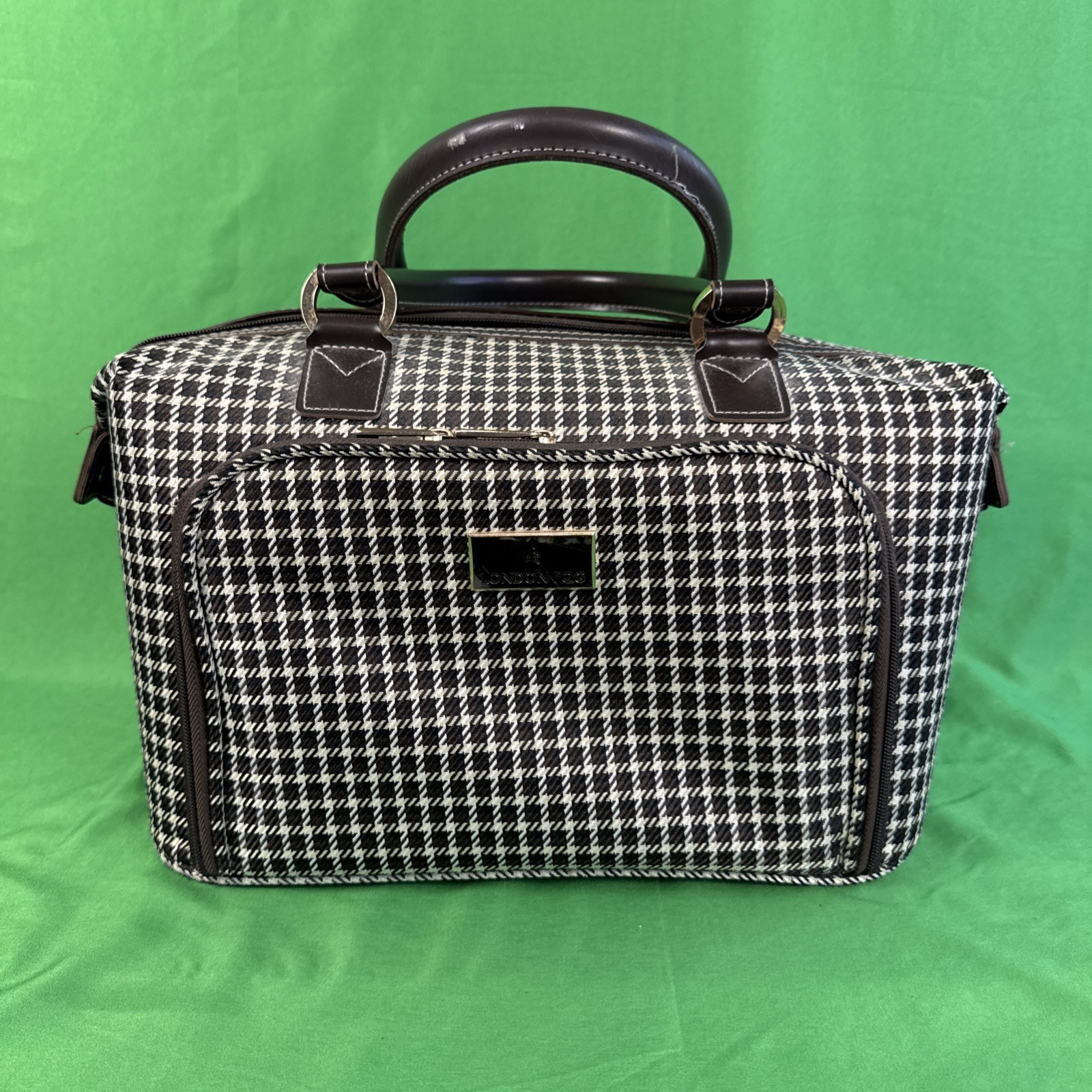 London Fog Oxford Cabin bag brown & cream Houndstooth carryo