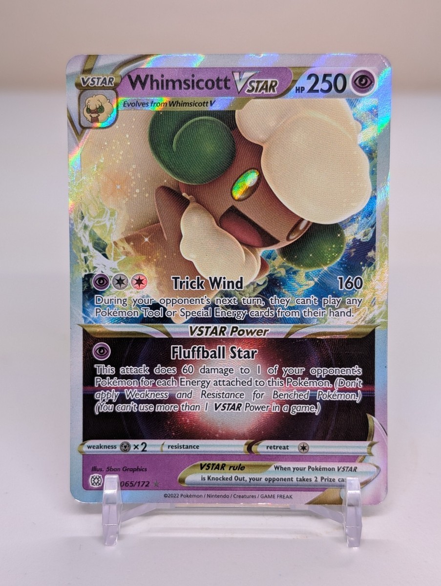 Whimsicott VSTAR 065/172 White Star Rare Rainbow Holo Brilliant Stars 2022 LP Whimsicott VSTAR 065/172 White Star Rare Rainbow Holo Brilliant Stars 2022 LP