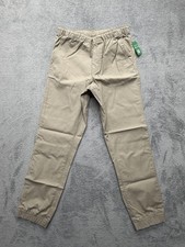 GAP Kids Pants Youth XL 12 Khaki Jogger Elastic Waist Cuffed Chino Drawstring