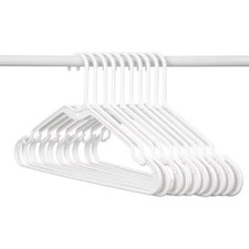 Heavy-Duty Non-Slip Plastic Clothes Hangers with Double Hooks White 10 Pack