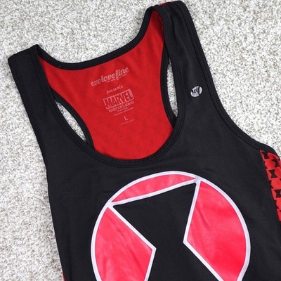 WeLoveFine Marvel Black Widow Racerback Tank Top Black Red Hourglass Logo Large