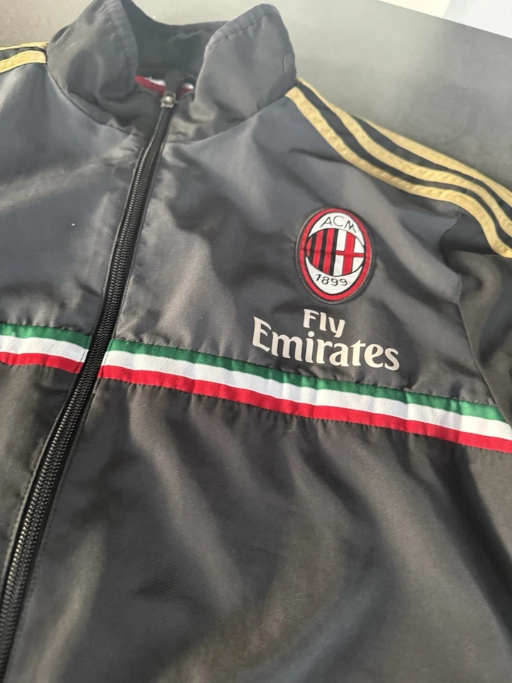 AC Milan Adidas Trainingsanzug Schwarz Gold Vintage Y2K Größe L 42/44 Top Zustan - Bild 2 von 4