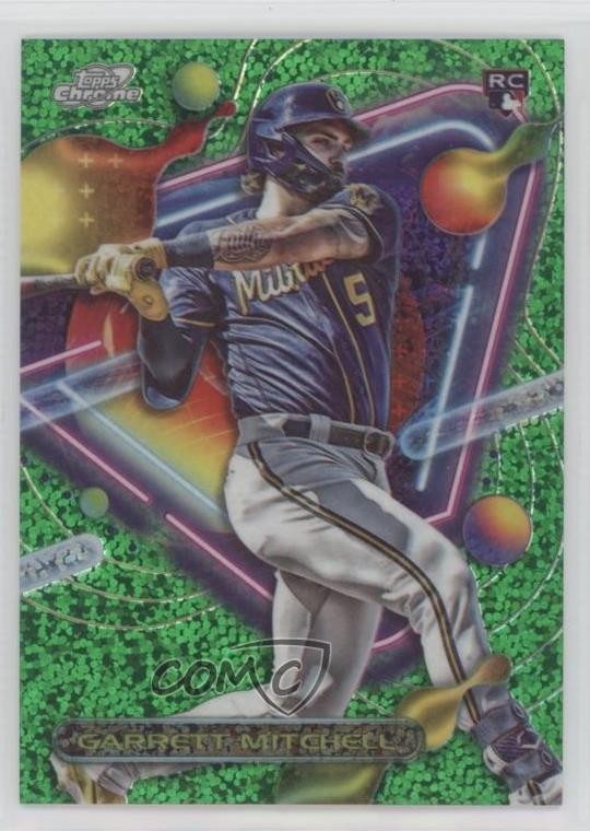 2023 Topps Cosmic Chrome Green Space Dust Refractor 7/75 Garrett Mitchell g1k