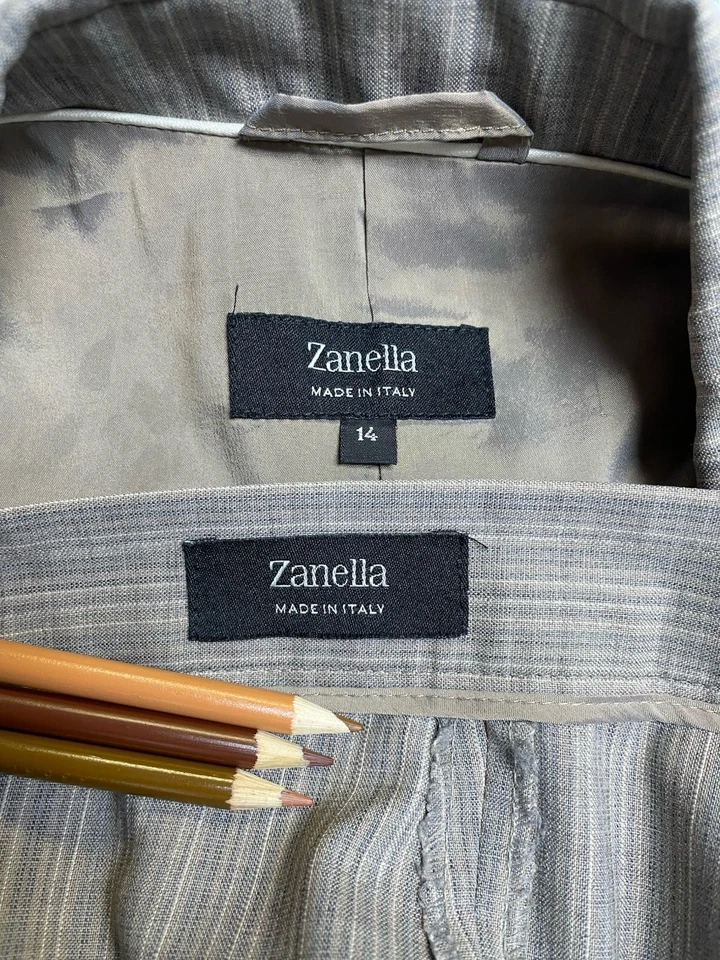 Terno Calça Zanella Feito na Itália Tamanho 14 Conjunto de Duas Peças Lã Leve LUXO EXCELENTE - Imagem 2 de 4