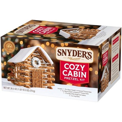 Cozy Pretzel Cabin Holiday Kit with Pretzel Sticks Rods Icing Gingerman Cookies