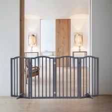 3/4 Panels Folding Pet Gate Wooden Dog Fence Safety Barrier Divider 2.7 2ft Tall
