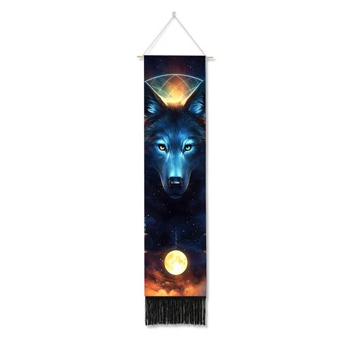 Bohemian Tapestry Tassel Moon Mountain Linen Cotton Home Door Wall Hanging Draw - Picture 17 of 37