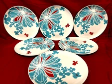 Ikea 15199 Bullra Set Of 6 Floral Dinner Plates 10 1/2"