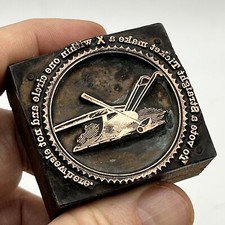 VINTAGE PRINTING LETTERPRESS PRINTERS BLOCK CUT Plough & Hammer Communist Voting