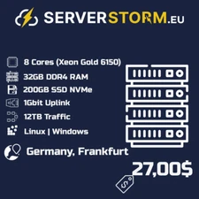 EUROPE | GERMANY VPS - WINDOWS 2019/2022 RDP SERVER  8vCPU 32GB RAM 200GB NVMe