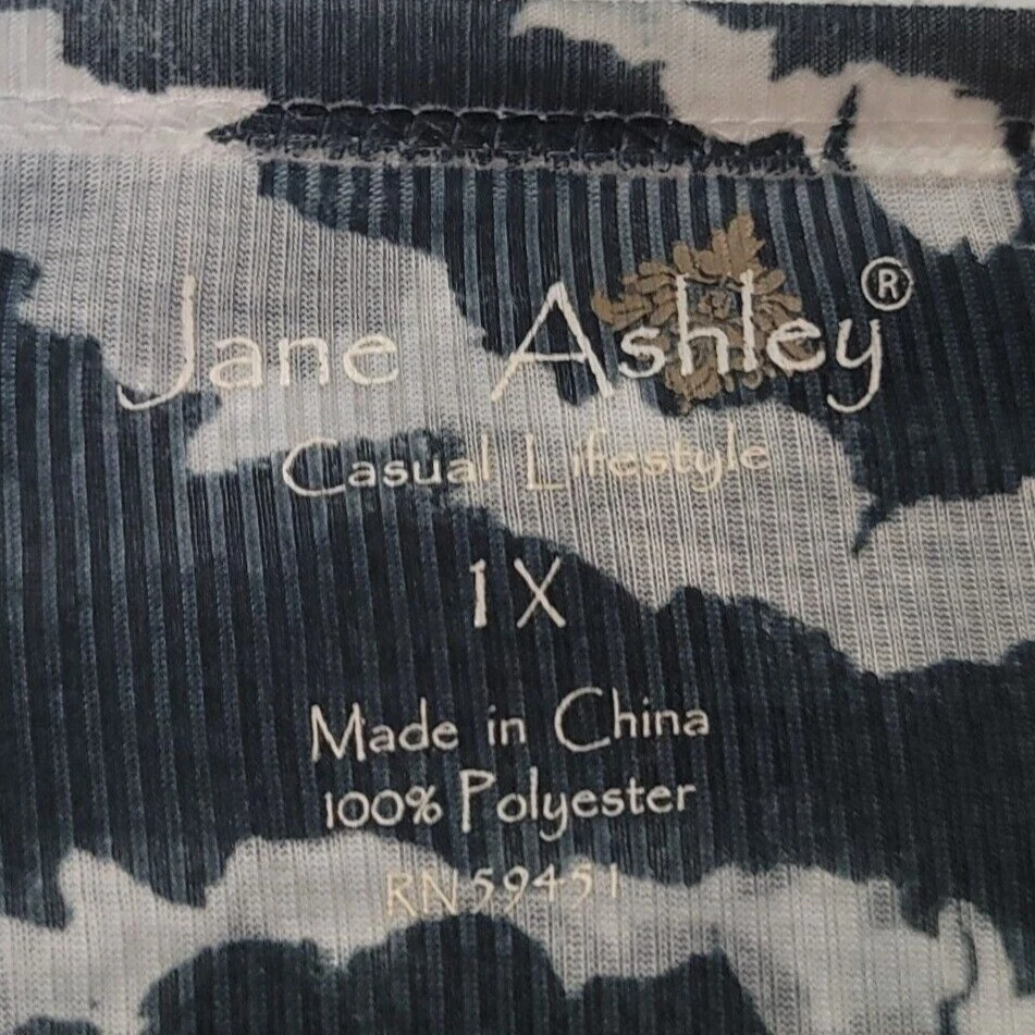 Jane Ashley Psychedelic Ribbed Artsy Top Size 1X Y2K Phoebe Jeweled Long Sleeve - Image 4 of 4