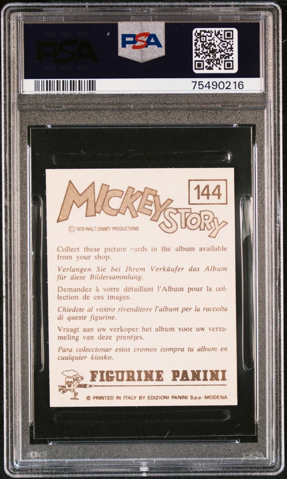 MICKEY MOUSE Fantasia PSA 9 1978 Panini Disney Mickey Story Sticker #144 - Image 2 of 2