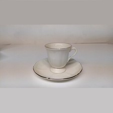 WEDGWOOD QUEENS WHITE FILO PLATINO Tazza Caffè con piattino