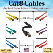 CAT8 Shielded Ethernet Patch Cable Cord Copper Network Super Speed SFTP LAN Lot