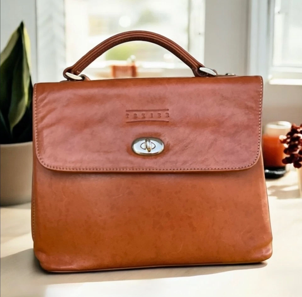 Bolso Mensajero Bandolera Texier Cuero Genuino,, Tostado/Marrón! Foto 3 de 4