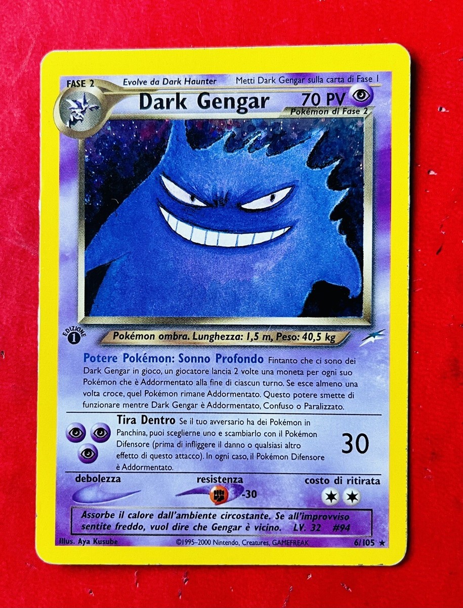 Lotto Carte Pokemon Dark Gengar 6/105 Prima Edizione Neo