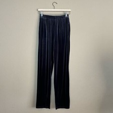 Impressions pants women small vintage velvet baggy leg elastic waist grey