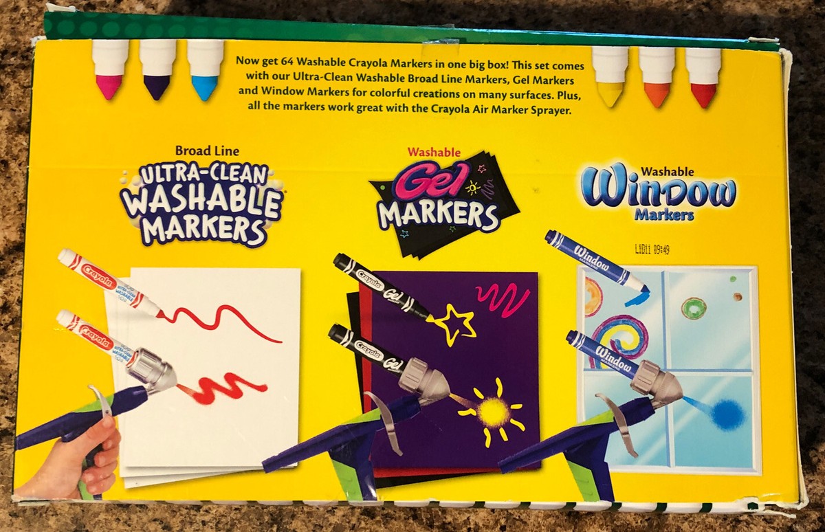 64 Crayola Washable Marker Set, Gift for Kids, Gel Markers Window
