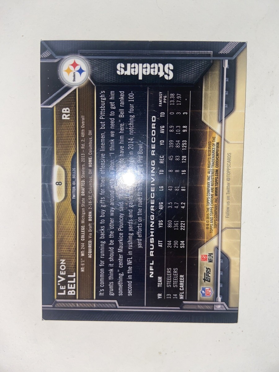 2015 Topps Chrome #8 Le'Veon Bell Pittsburgh Steelers | eBay