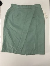Vintage Jessica Scott Women Size 12 Lined Mini Skirt Green Wool Blend USA. New