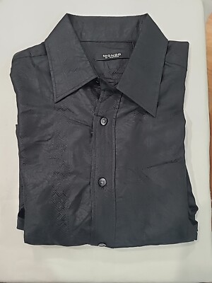 Mondo Di Marco Long Sleeved, Button-Up, Black Striped Pattern, XL, New W/ Tags