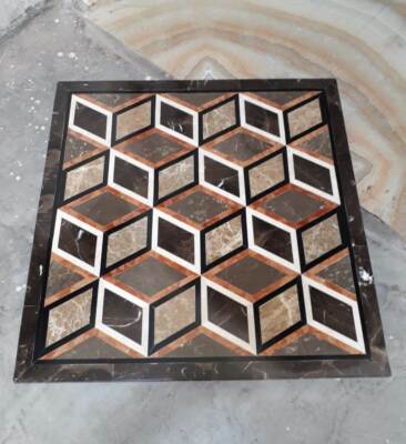 18'' Table Marble Inlay Top pietra Dura Home antique coffee center