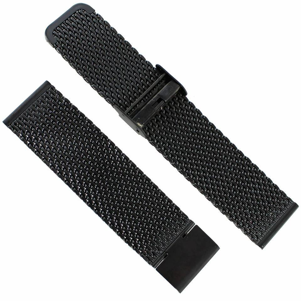 22 mm deBeer PVD negro mate grueso malla pesada con correa de reloj ME815 Foto 3 de 4