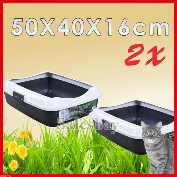 1X 2X Large Quaity Pet Cat Kitty Litter Pan Tray Box With Rim 50X40X16cm - image 2 of 4