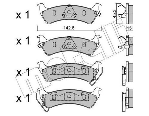 Metelli Plaquettes De Frein Avant/Arrière - Made In Italy, Certifiées ECE R90, Sans Cuivre - Kit 4 Pièces