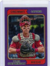 2023 Topps Heritage High Number Tyler Stephenson Hot Box Purple Parallel
