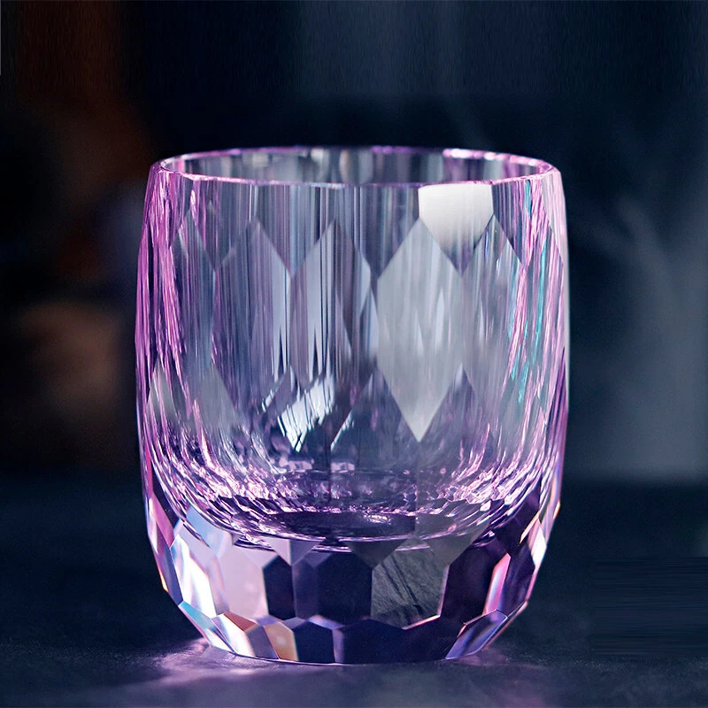 Copos de uísque roxos cristal pedras diamantes corte vidro antiquado 8 oz - Imagem 2 de 4