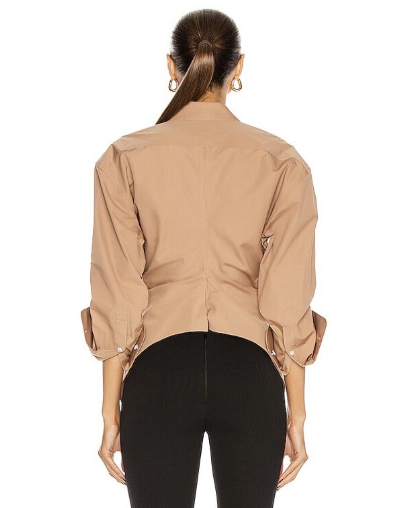 ALEXANDER WANG CINCHED SLEEVE BUTTON DOWN SHIRT, SZ 2 KHAKI NWOT!! image 5