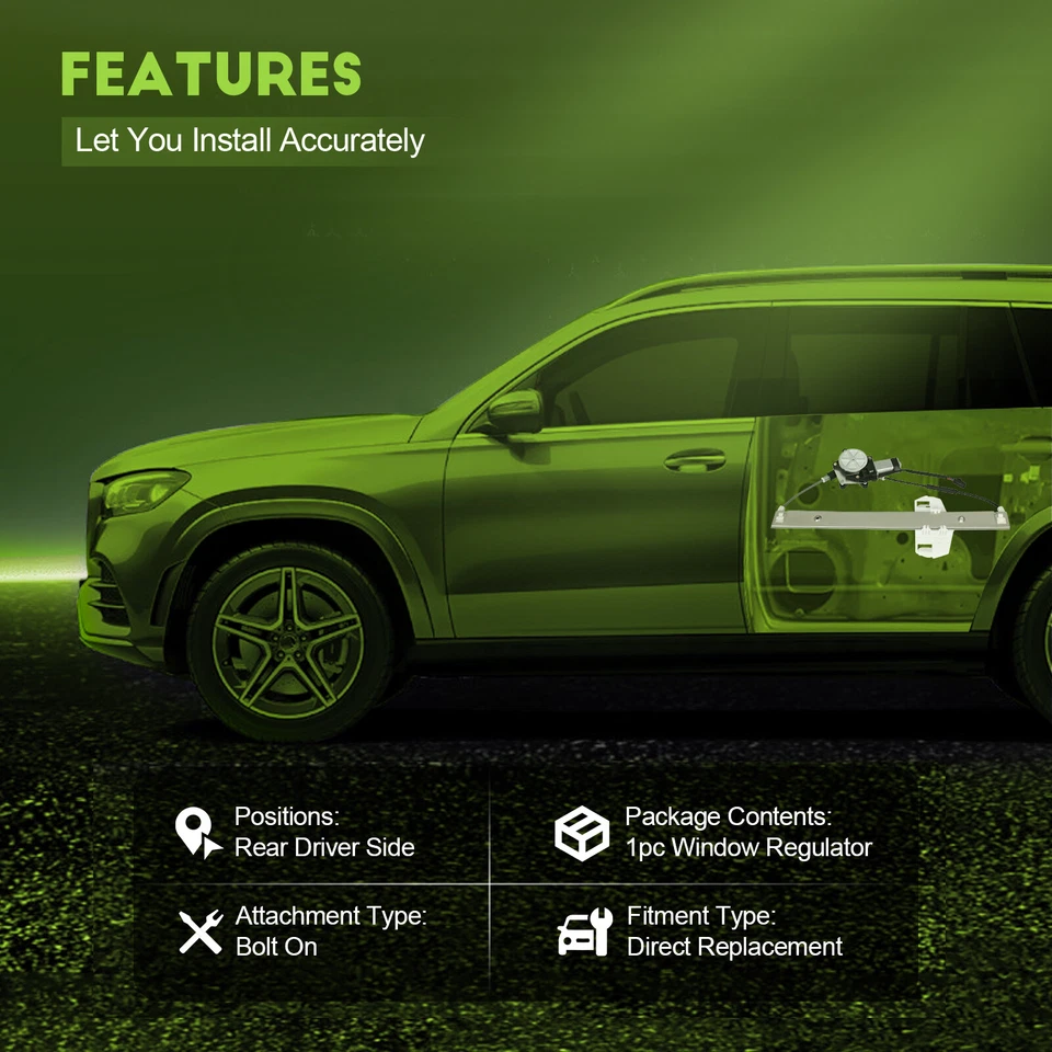 Driver traseiro esquerdo Jeep Wrangler 2007-2017 com regulador de janela de energia do motor - Imagem 2 de 4