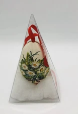 Ritz Carlton Pentagon City Hand Painted Hollow Easter Egg Floral White Green 