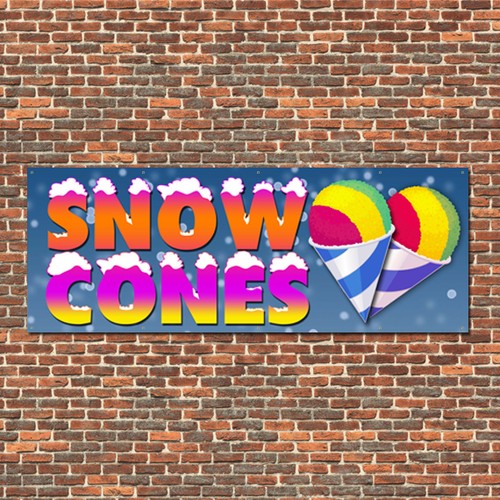 Snow Cones Banner 60"x156" (5'x13') Free Shipping/Customization - Picture 2 of 3
