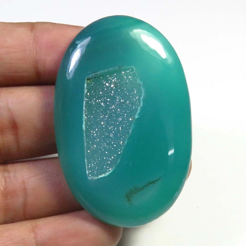 Onyx Geode Oval Cabochon 89cts 49x32mm Onyx Agate Druzy Gemstone Loose OND-1729 - Image 4 of 4