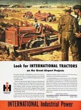 1945 IH TRACTOR Genuine Vintage Print Ad International Harvester Airport Scene